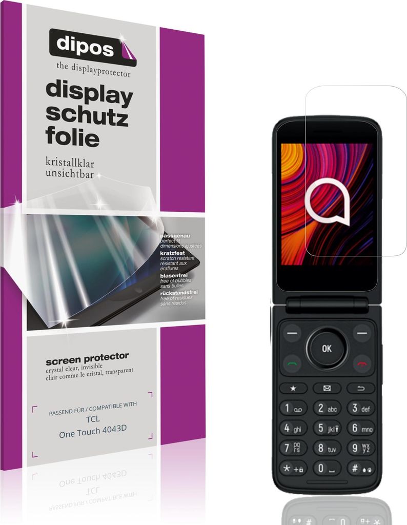 4x Schutzfolie für TCL One Touch 4043D klar Displayschutzfolie Folie Display Schutz dipos