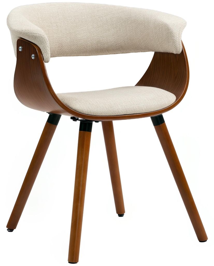 HOMCOM Esszimmerstuhl Küchenstuhl mit Rückenlehne, Leinenoptik, Holzbeine Beige