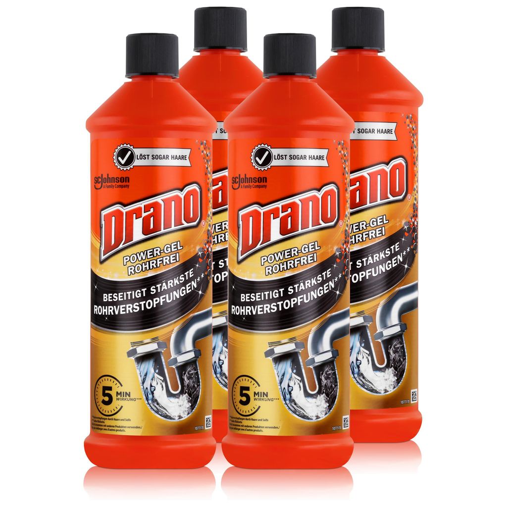 Drano Power-Gel Rohrfrei 1 Liter - Löst sogar Haare (4er Produktbild 