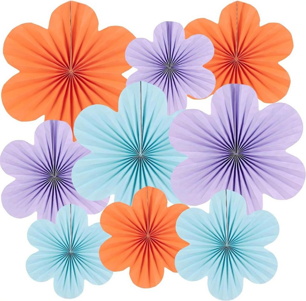 9 Stück Sonnenblumen-Papierfächer, Blumen, zum Aufhängen an der Decke, Schild, Frühlingsparty-Dekorationen für Babypartys, Geburtstage, Hochze...