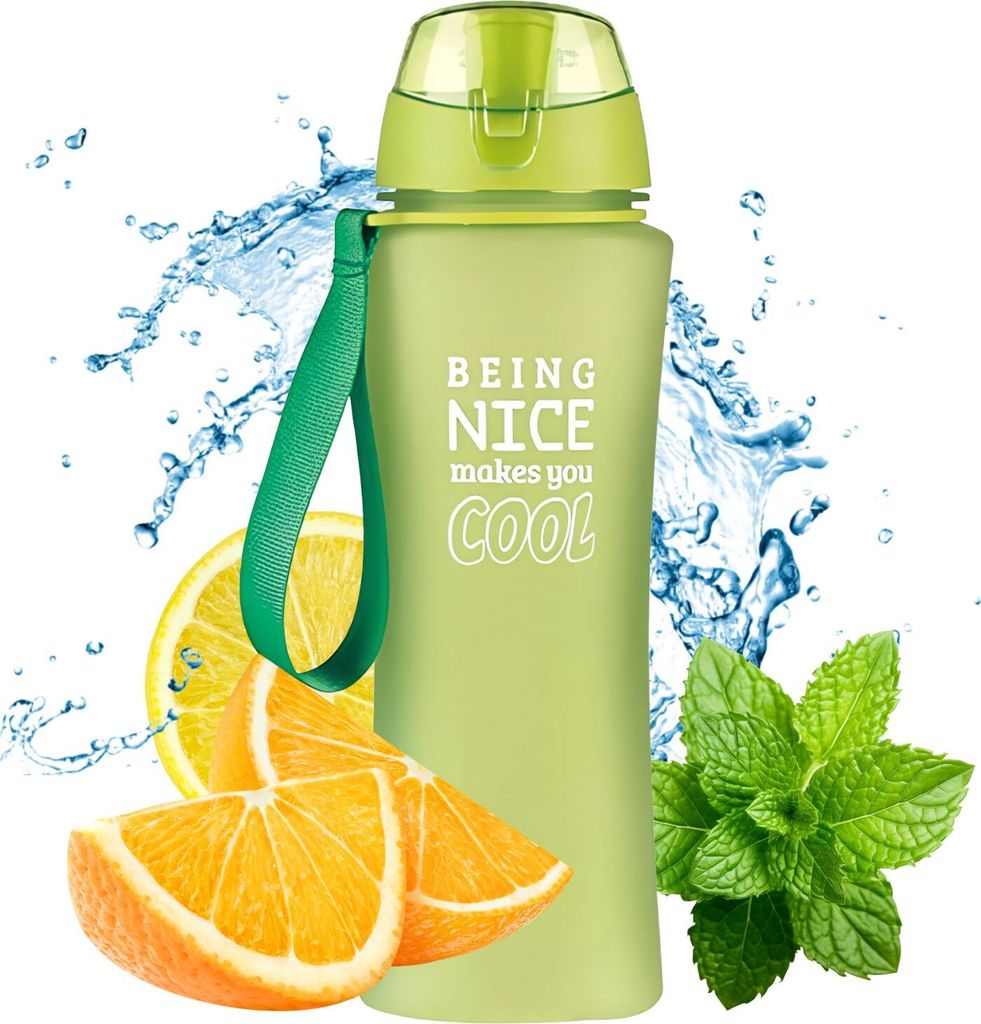 Grüne Kunststoff-Trinkflasche 650 ml auslaufsicher BPA-frei Produktbild 