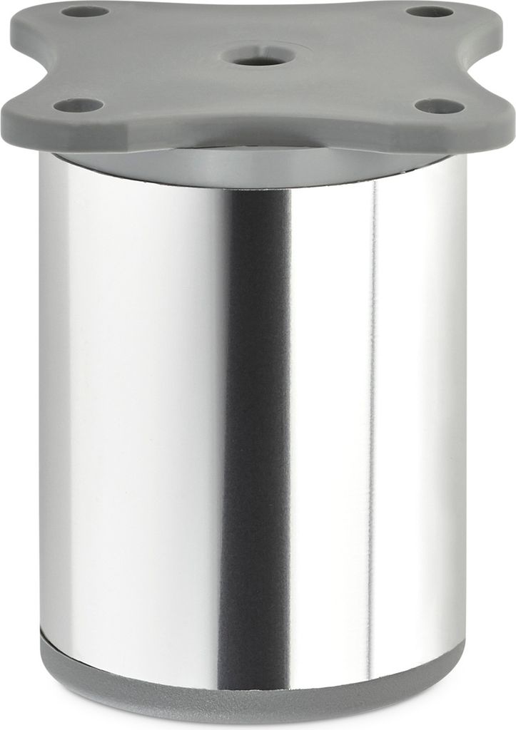4 Stück Möbelfüße Echo 60 mm (+ 10 mm) Ø 40 mm Chrom poliert höhenverstellbare Schrankbeine aus Aluminium Sotech