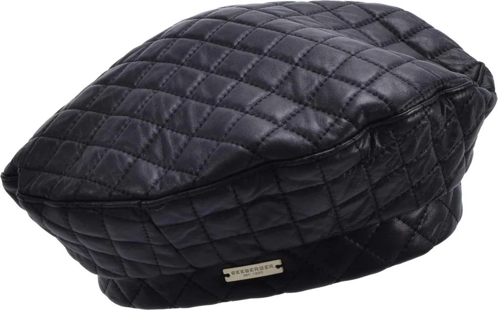Béret en cuir Seeberger noir taille S - Chapeau haut de gamme pour femme