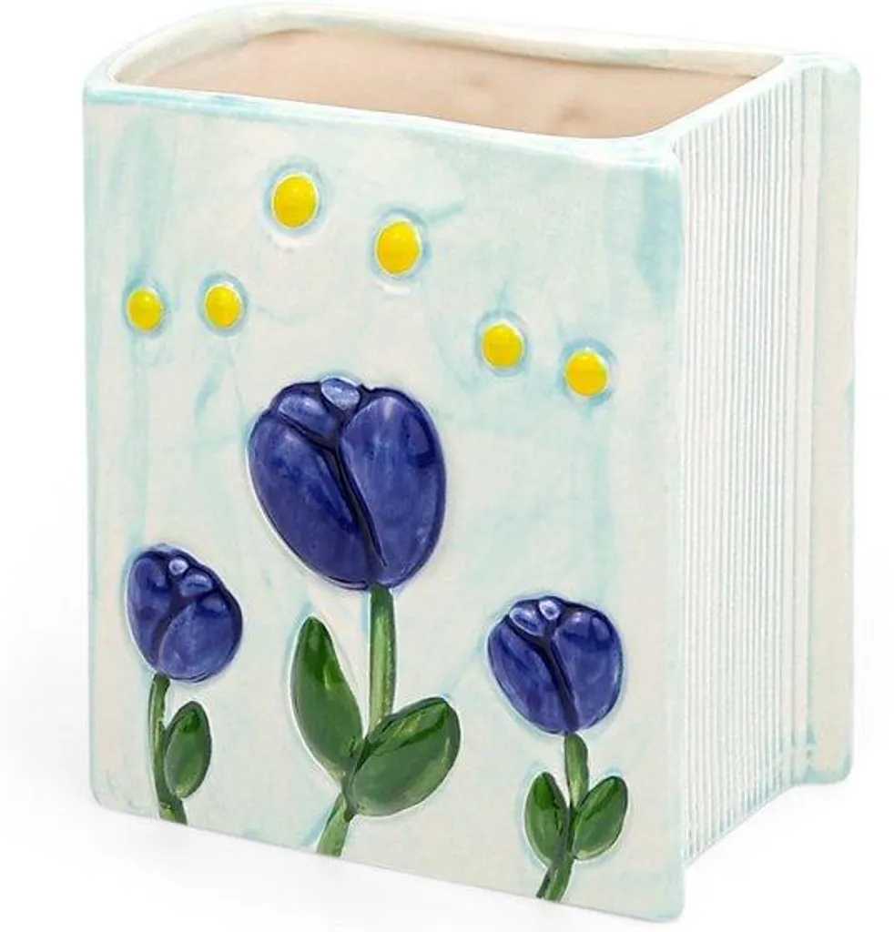 Vase à fleurs bleu pour décoration et organiseur de bureau kawaii