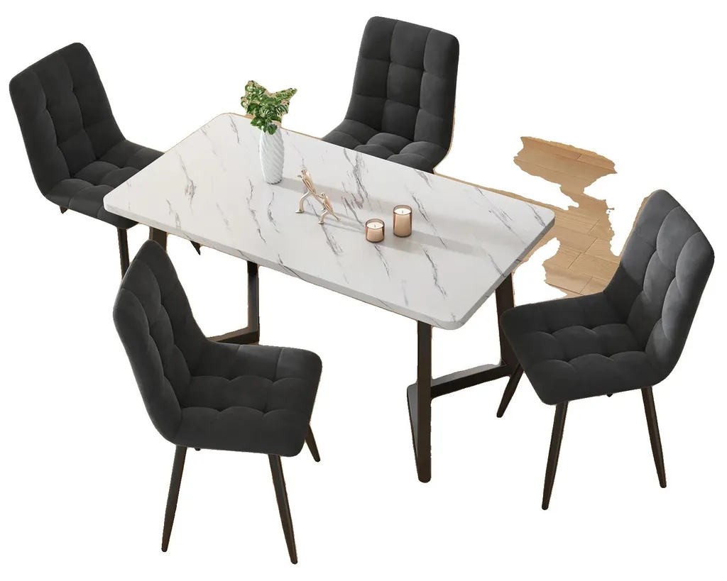 Chaises de salle à manger confortables en velours gris pour repas de fête