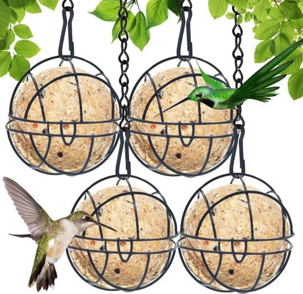 Station de nourrissage oiseaux en métal doré avec 4 mangeoires et bac