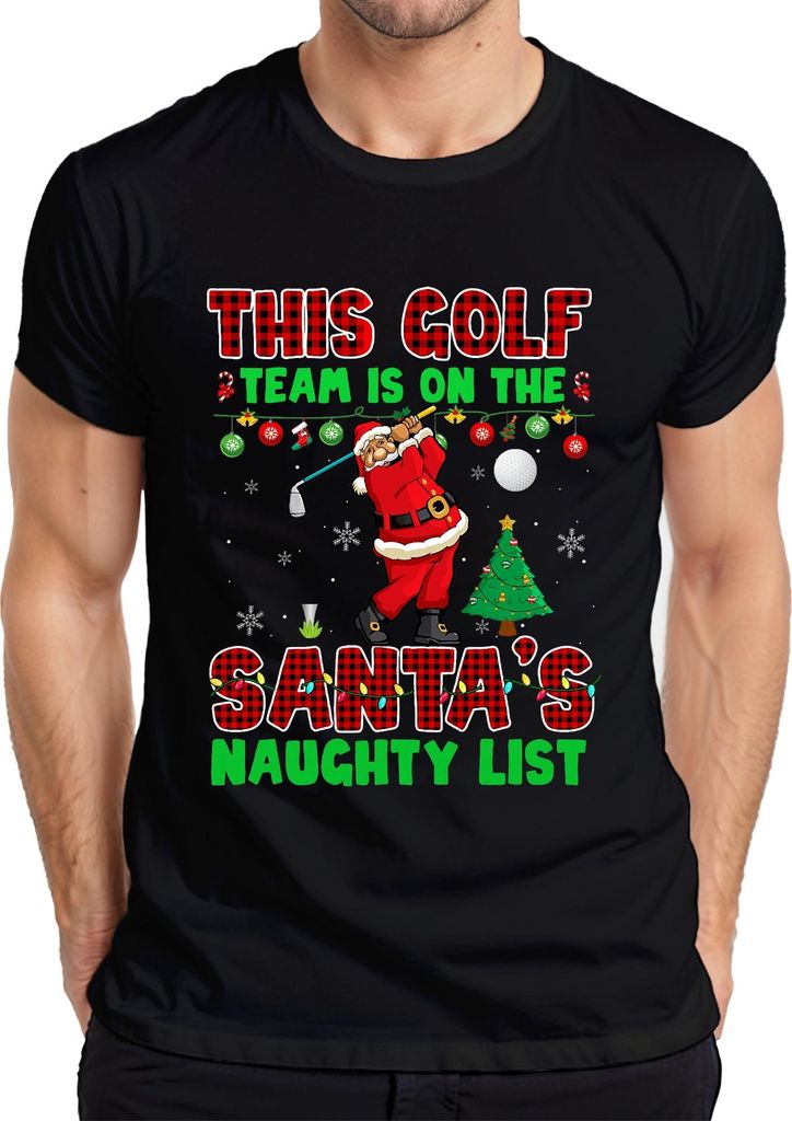 This Golf Team On Santa's Naughty List Christmas Golfer Herren T-Shirt, Schwarz, XL