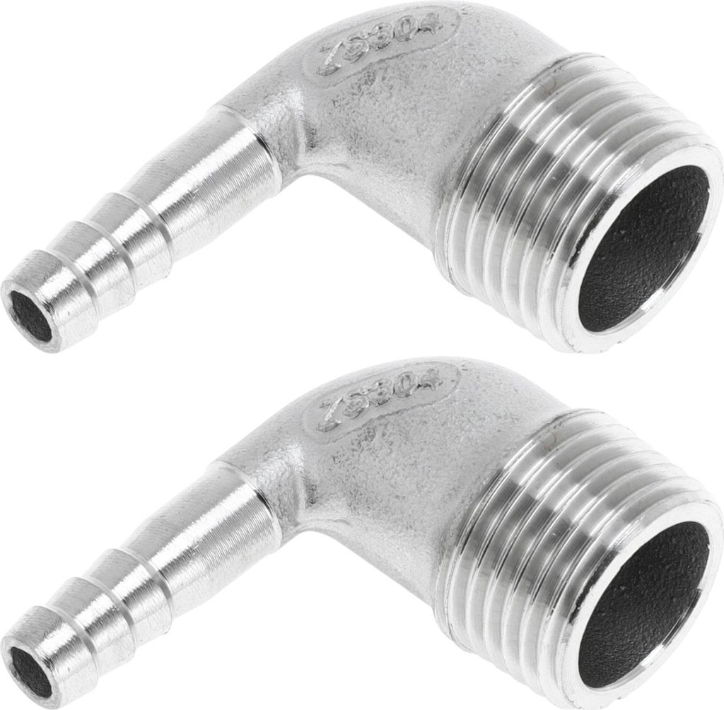 2 Stück Schlauchstutzen für Luft, Wasser, Öl, Gas, Kraftstoff 1/2" BSPT männlicher Edelstahlverbinder 5/16" OD Silberton 304 Edelstahl