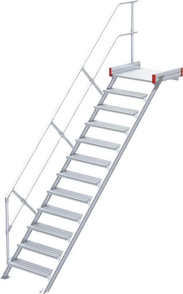 Euroline 511 Podesttreppe 45° 600mm Stufenbreite 12 Stufen Alu gerieft