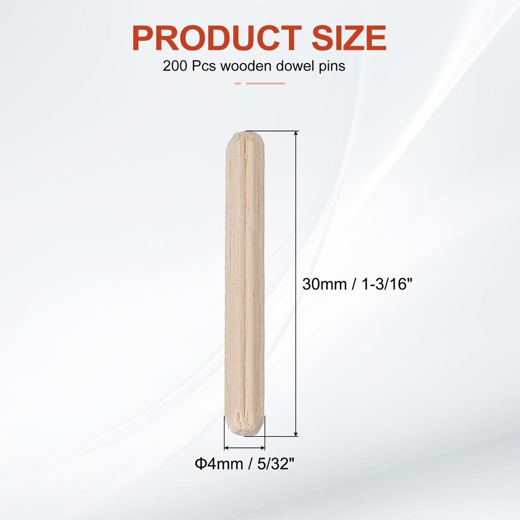 200 Stš¹ck 4 x 30mm Holzdš¹bel Set, Holzrillendš¹bel Riffelholzdš¹bel Holzstifte Dš¹bel Set Gerillte Holzš¹belstifte Dš¹bel Holz mit ...