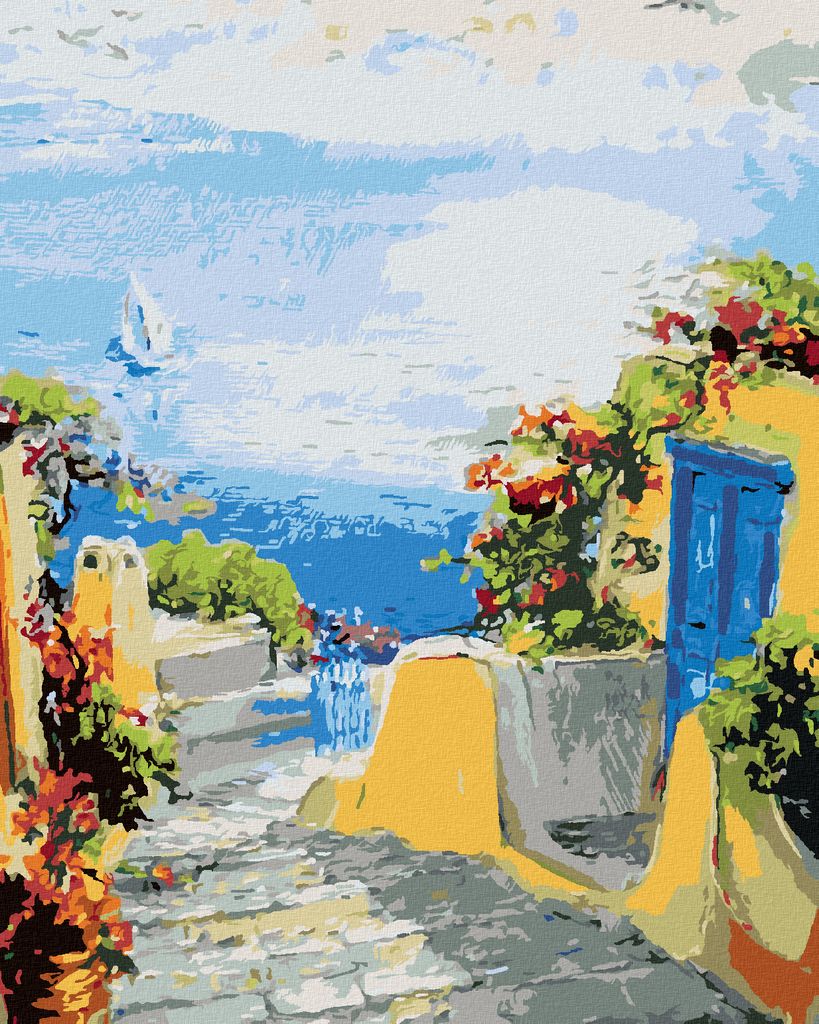 Zuty - Malen nach Zahlen - EIN WEG ZUM MEER AUF EINER INSEL, 40x50 cm, ohne Keilrahmen