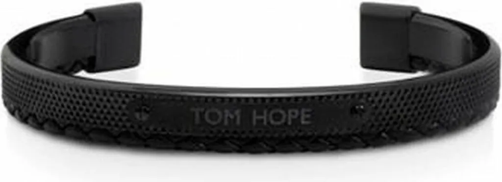 Bracelet ancre pour homme en cuir tressé et acier Tom Hope Hybrid 18-20cm