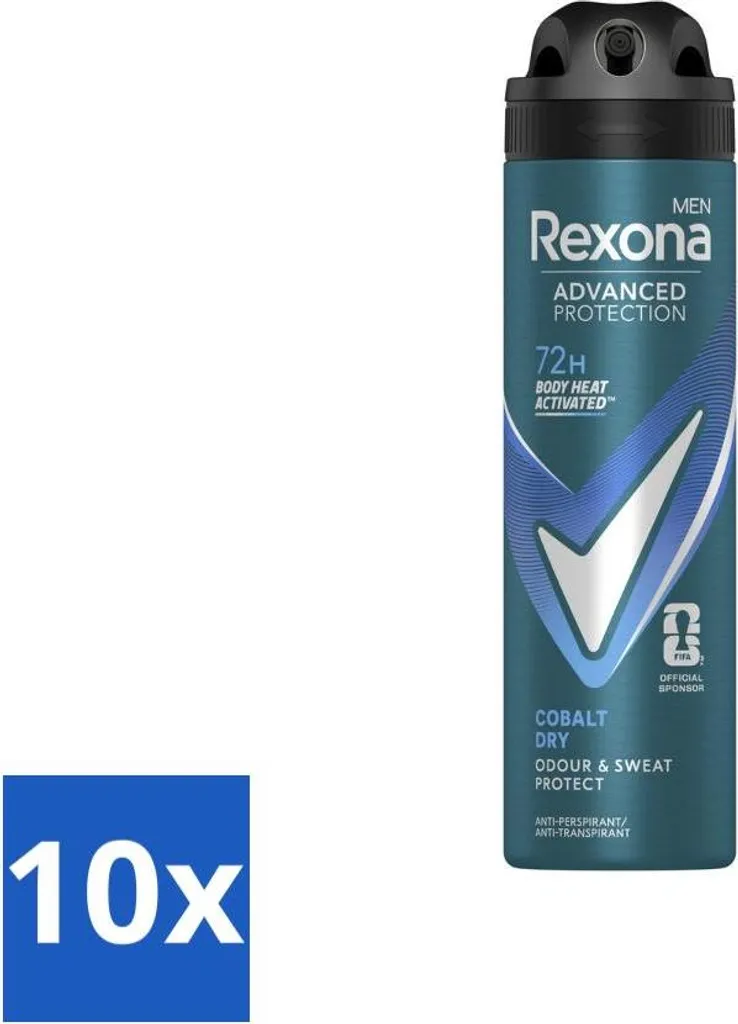 Rexona Uomo Cobalt Dry 150ml Spray - Confezione Risparmio 10 Pezzi