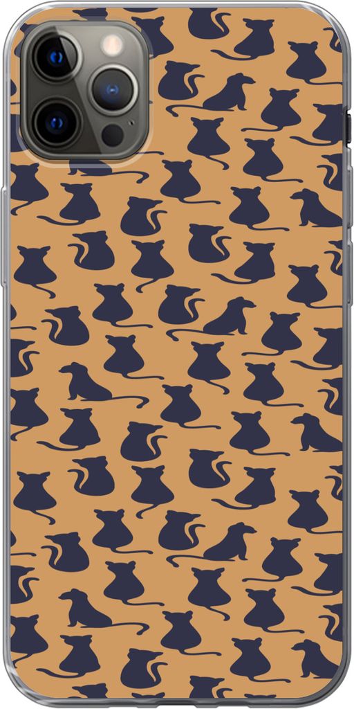 MuchoWow Handyhülle Schutzhülle Hülle für Telefoonhoesje iPhone 12 Pro Max Muster - Katze - Silhouette - Jungen - Mädchen - Kinder - Kind Si...