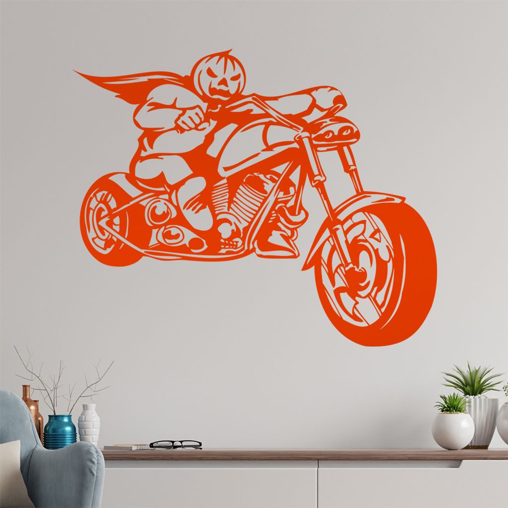 Halloween Biker Wandtattoo in 6 Größen - Wandaufkleber Wall Sticker - Dekoration, Küche, Wohnzimmer, Schlafzimmer, Badezimmer