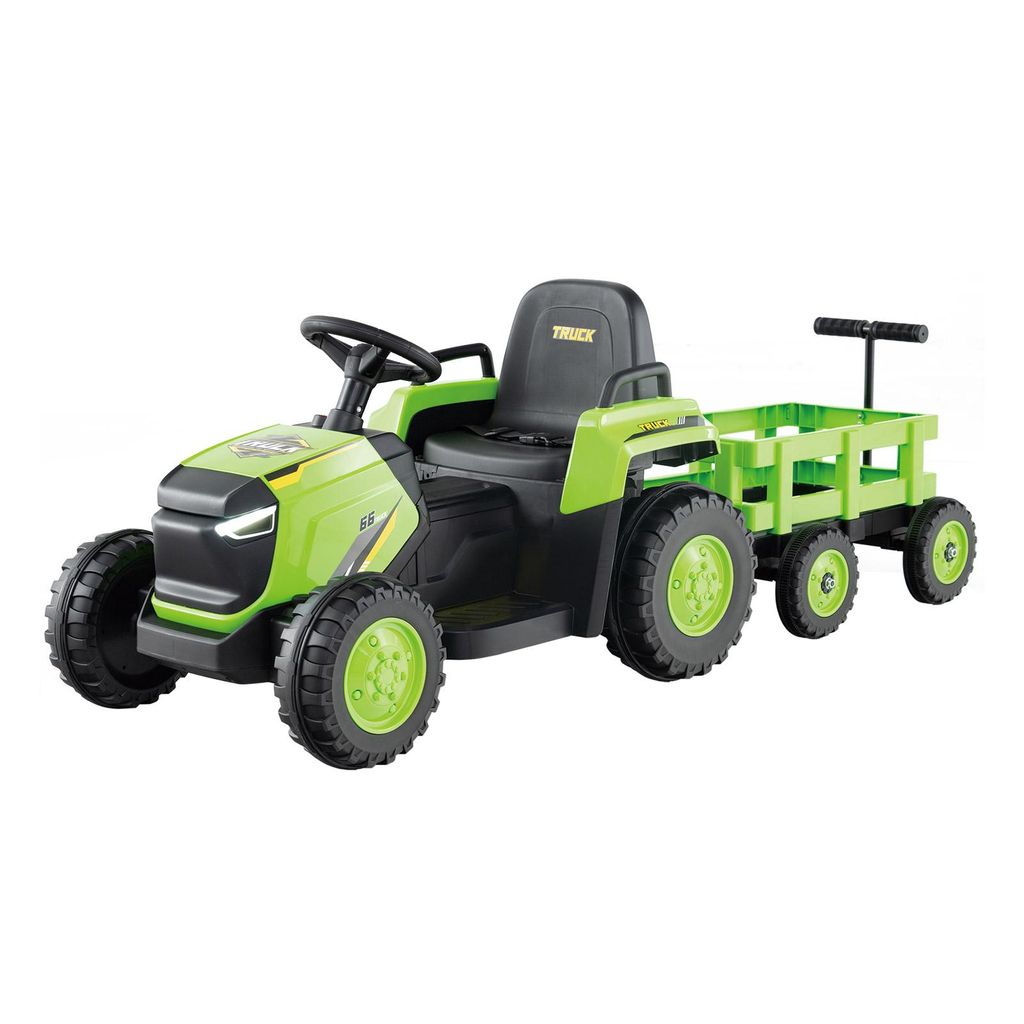 Costway Kinder Rutsch-Traktor, Elektrofahrzeug mit abnehmbaren Anhänger & Fernbedienung, mit LED, Hupe & Musik, Rutschauto Rutschtraktor für Kind...