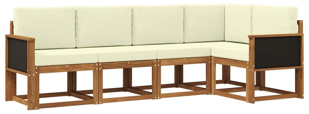 vidaXL Outdoor-Sofagarnitur 5 pcs Natur und Creme Polyester