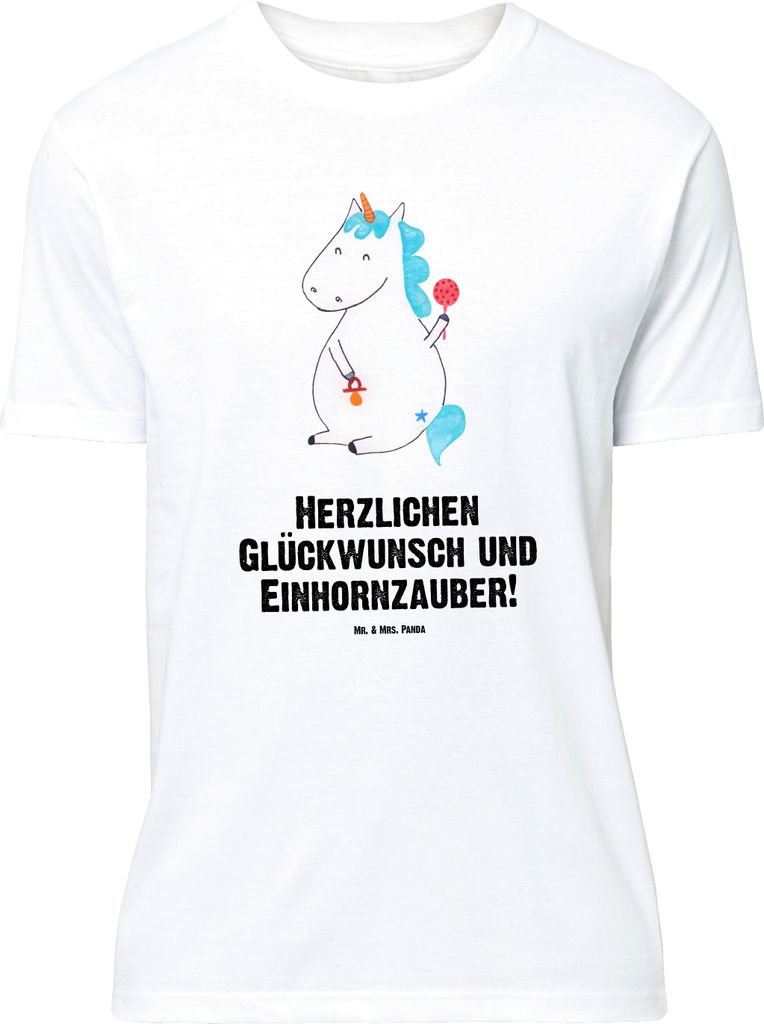 Mr. & Mrs. Panda Größe M T-Shirt Einhorn Baby - Weiß - Geschenk, Shirt, Einhörner, Schnuller, Tshirt, mit Spruch, Unicorn, Geburt, Herren, Gebu...