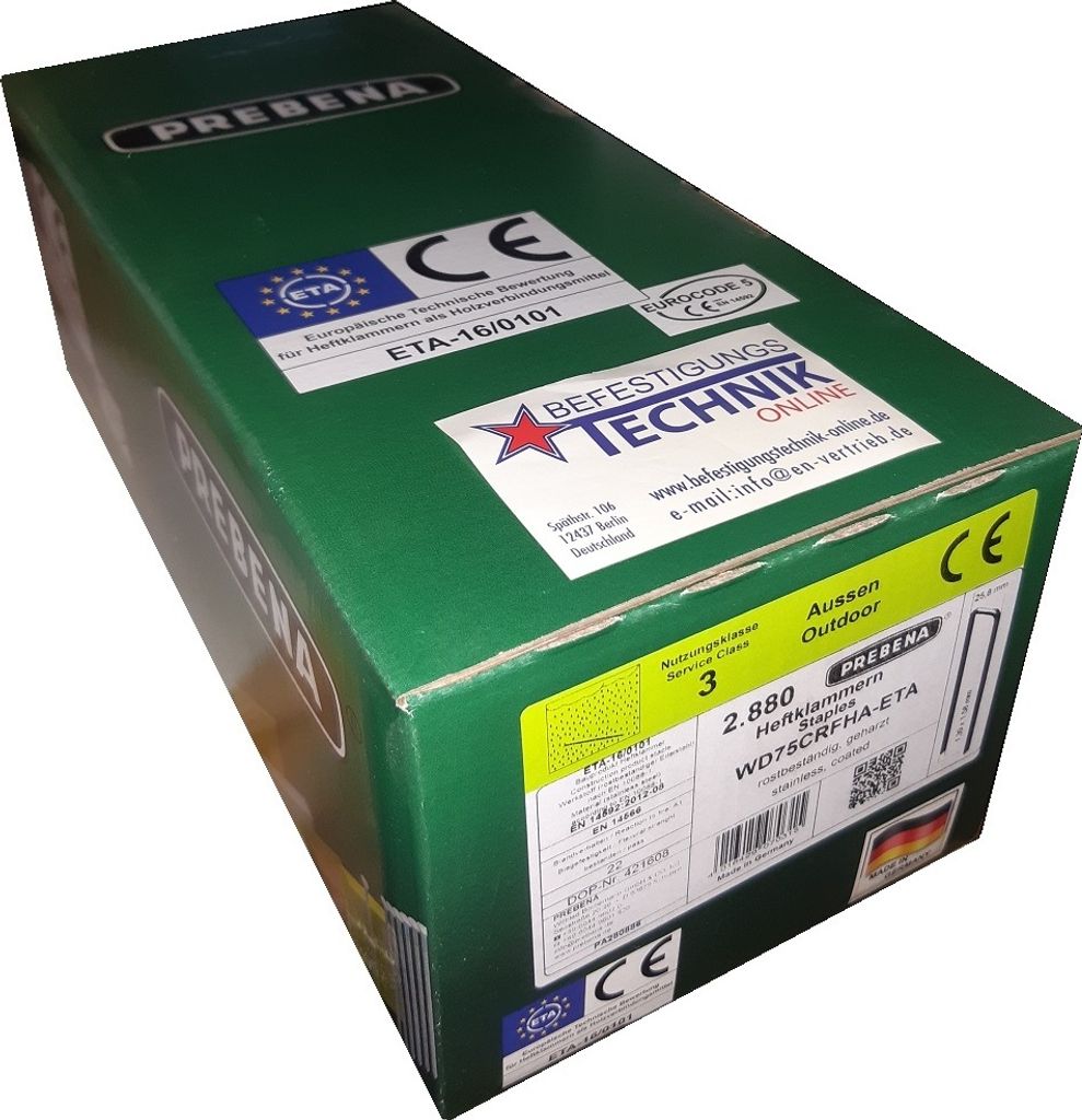 Prebena Klammern WD-75CRF 75mm rostfrei 4C-WD75 Haubold BK 2575 PN 2575 KL-54 2,88M P