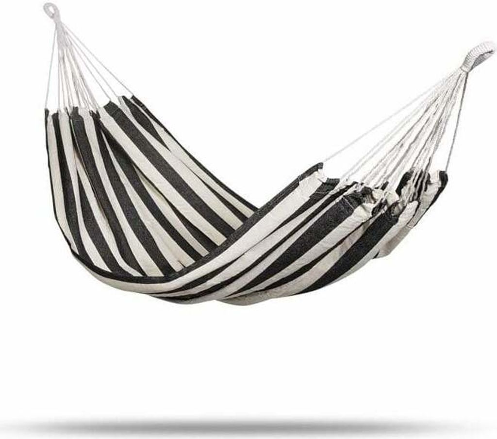 Schwarz-weiße Gartenhängematte, Segeltuch-Hängematte, verdickte Schaukel-Hängematte, einfaches, lässiges Camping mit Nylontasche-Bdd