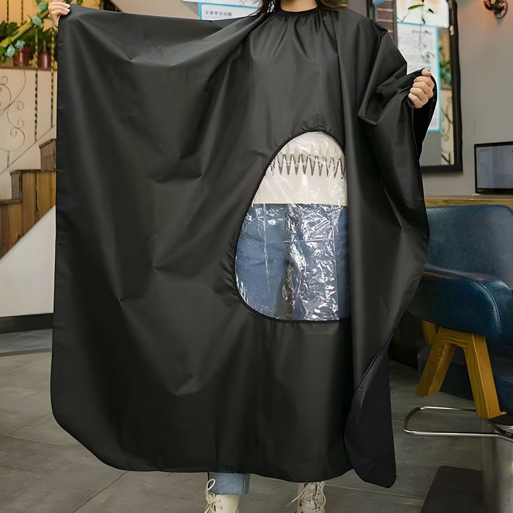 WINOMO Friseurumhang Mit Sichtfenster – Schwarz, Für Haarschnitt & Bartpflege