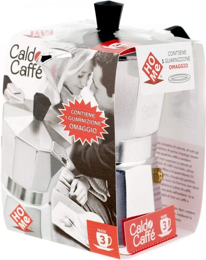 Cafetière Moka 3 tasses grise avec poignée ergonomique et aluminium