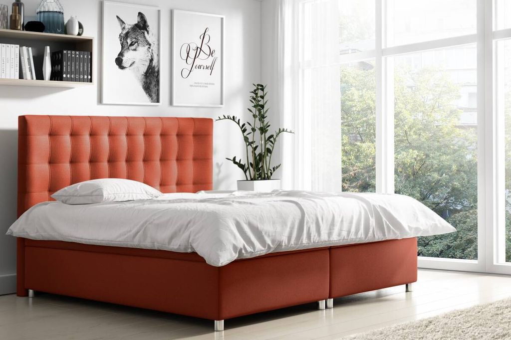 Polsterbett Diana Rot 120 + gratis Topper