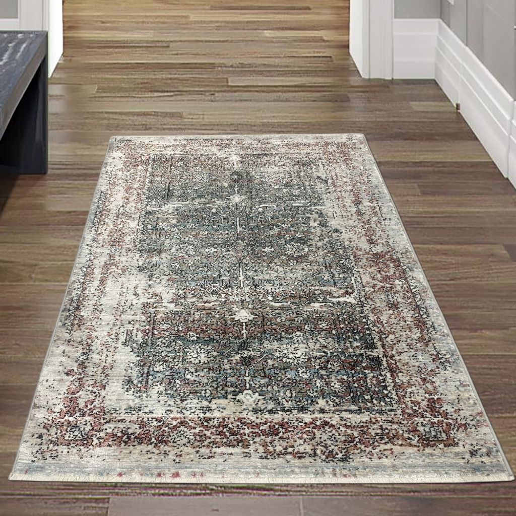 Orientalischer Seidenoptik Teppich | glänzend & weich | rot beige Größe - 80x150 cm