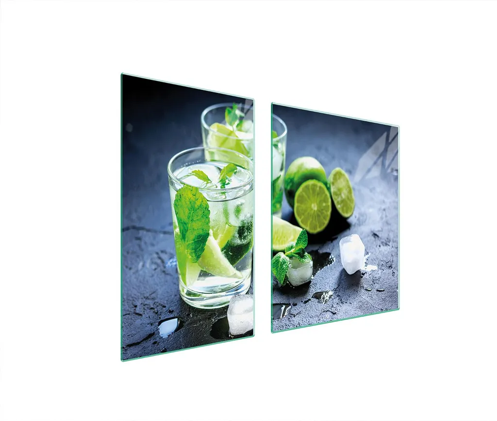Copri piano cottura 100x52 Vetro Temperato Ardesia Lime 2 pezzi