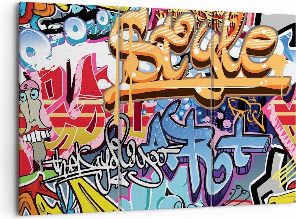 Bild auf Leinwand - Leinwandbild - Graffiti modern - 105x70cm - Wand Bild - Wanddeko - Wandbilder - Leinwanddruck - Bilder - Kunstdruck - Wanddekor...