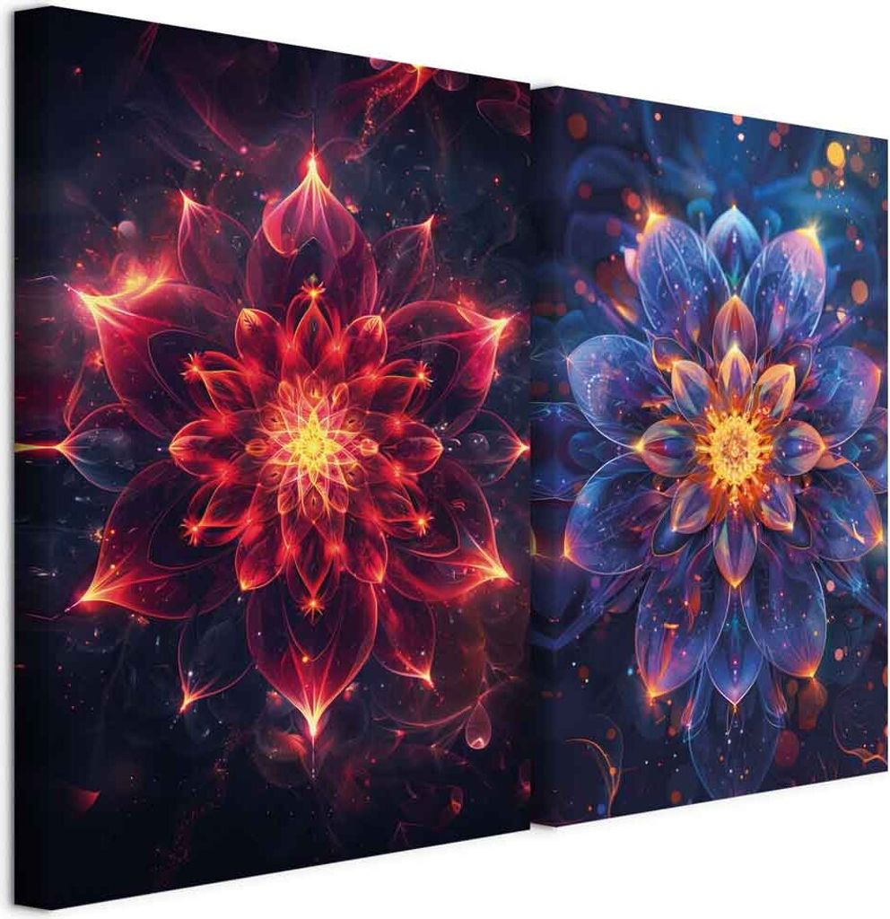 murando - Akustikbild Set Galaxie Blume 120x90cm 2 Teilig je 60x90cm Collage 2er Vlies Bilder Akustikschaum Schallschutz Akustikpaneele Groß Wandb...