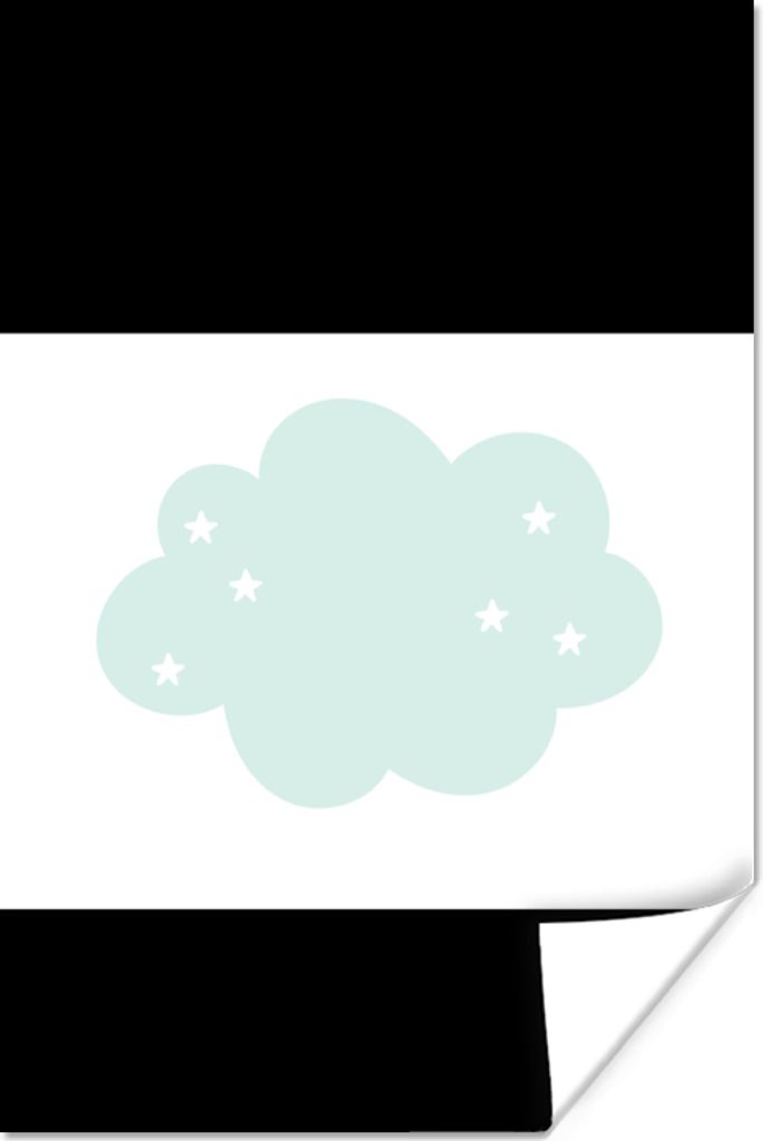 MuchoWow Poster Wolke - Sterne - Pastell - Kinder - Baby 160x120 cm - Foto Plakat