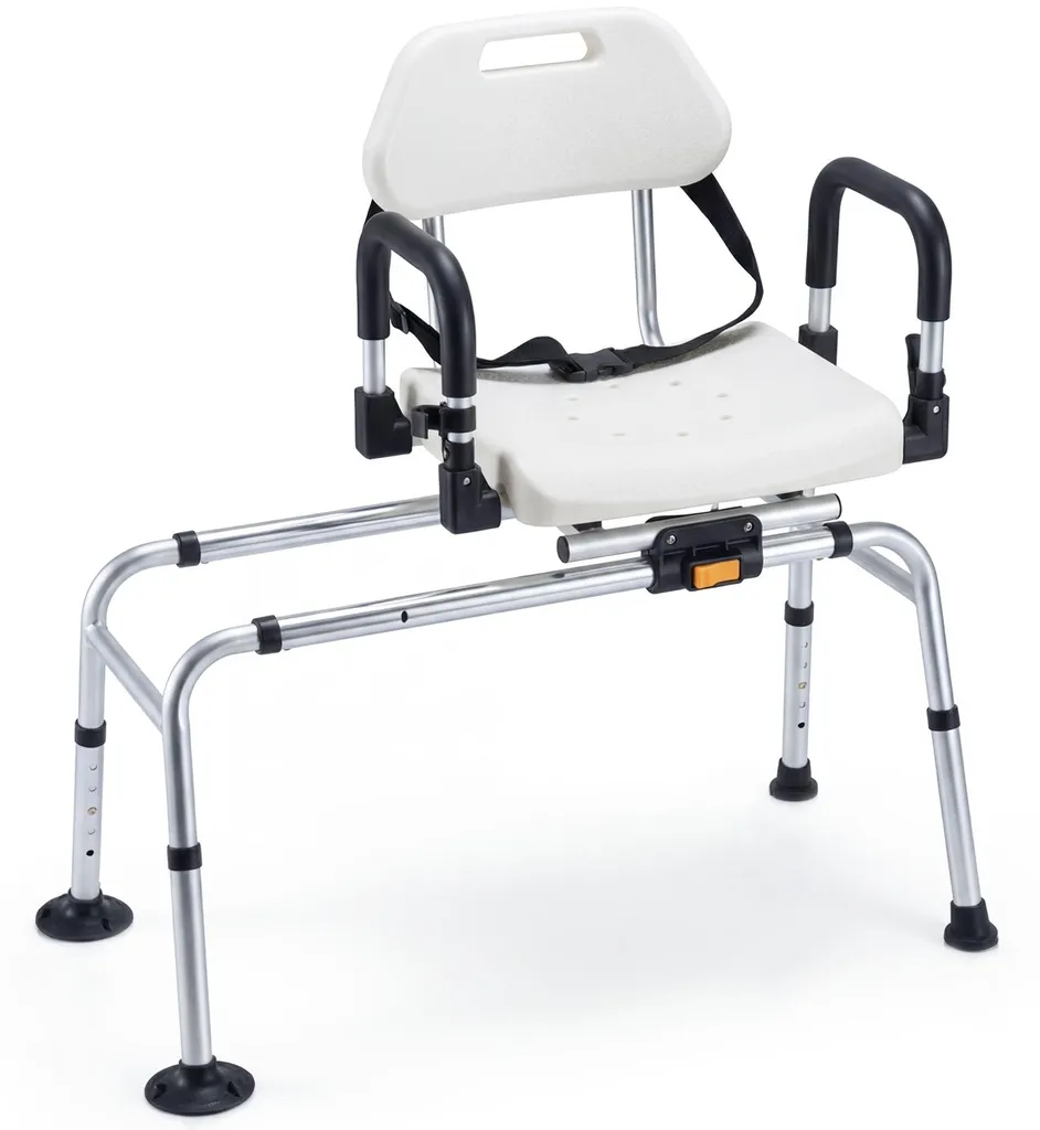 Chaise de douche ergonomique avec assise rotative et rail de transfert
