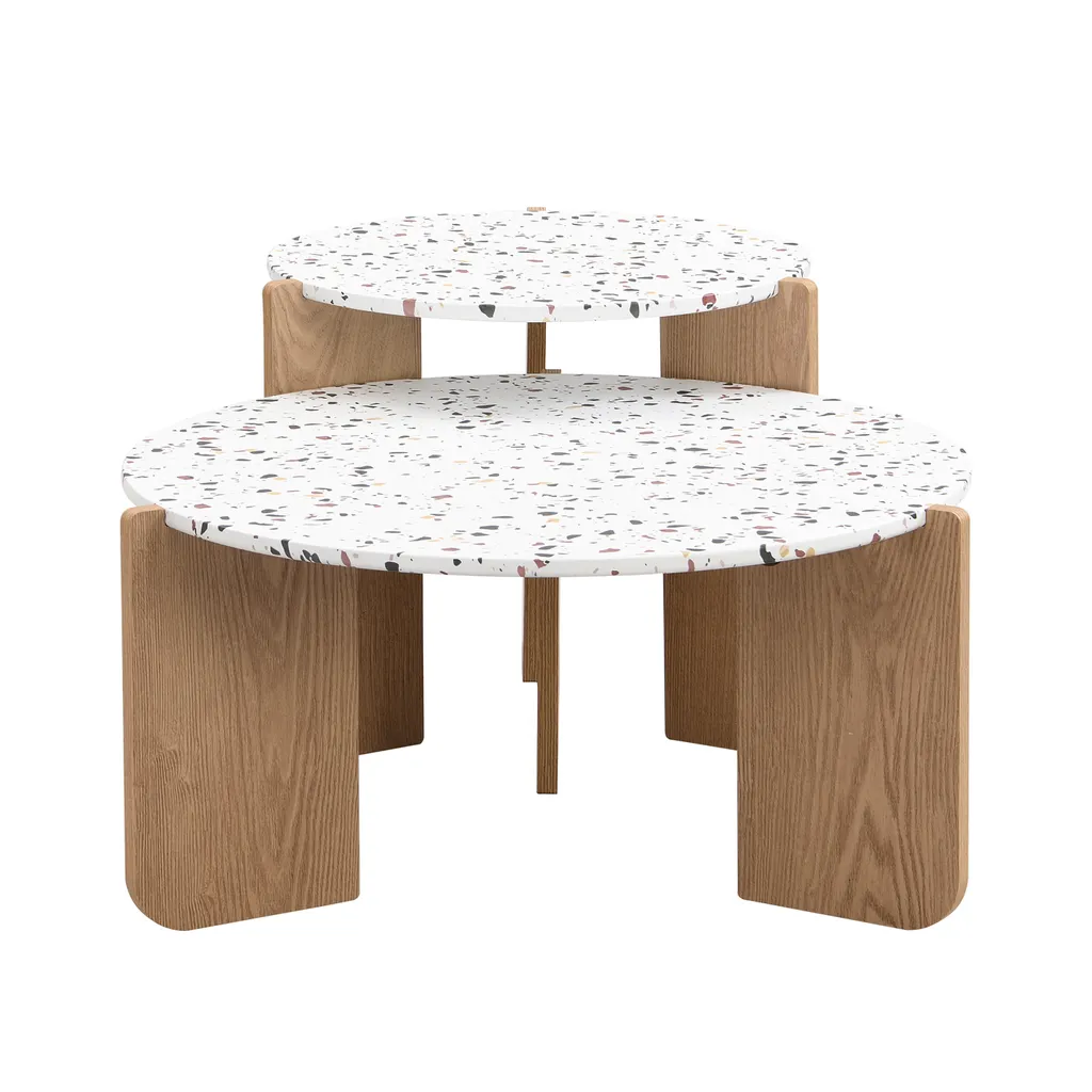 Table Basse Gigogne Composable Moderne Coloris Naturel pour Petit Salon
