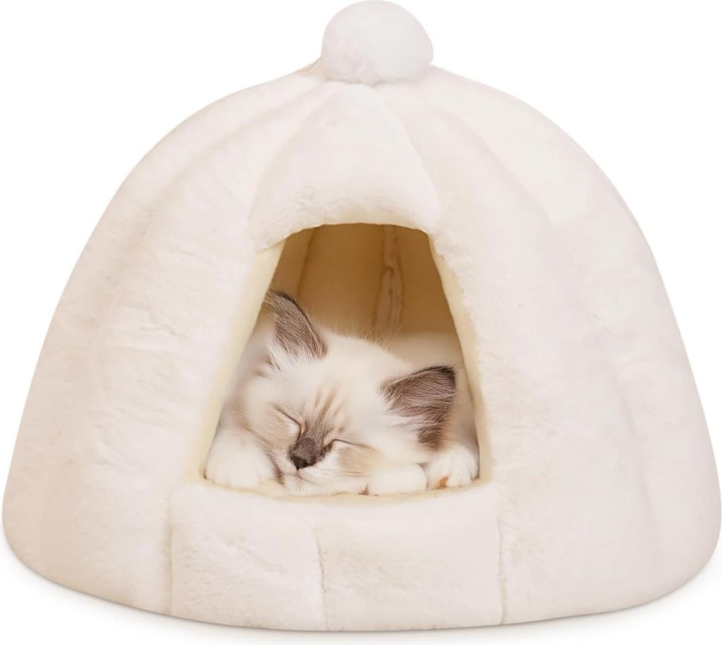 Hundeh?hlenbett Katzenh?hle Igloo-Nest mit Abnehmbarem Waschbarem Kissen, Kuscheliges Warmes Haustierzelt fš¹r Kleine bis Mittelgro?e Hunde und K...