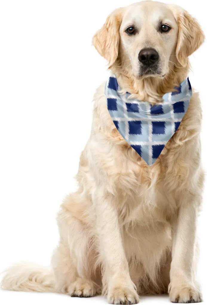 ABAKUHAUS Bandana etnica per animali domestici, blu sfumato Ikat Modern, 40x40 cm, azzurro blu navy