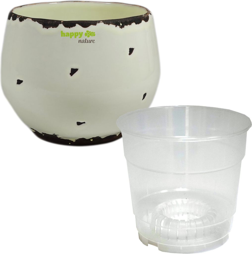 Set 2-teilig Keramik Blumentopf Kos altweiß Orchideen Ø 13,5 cm H 12,5 cm