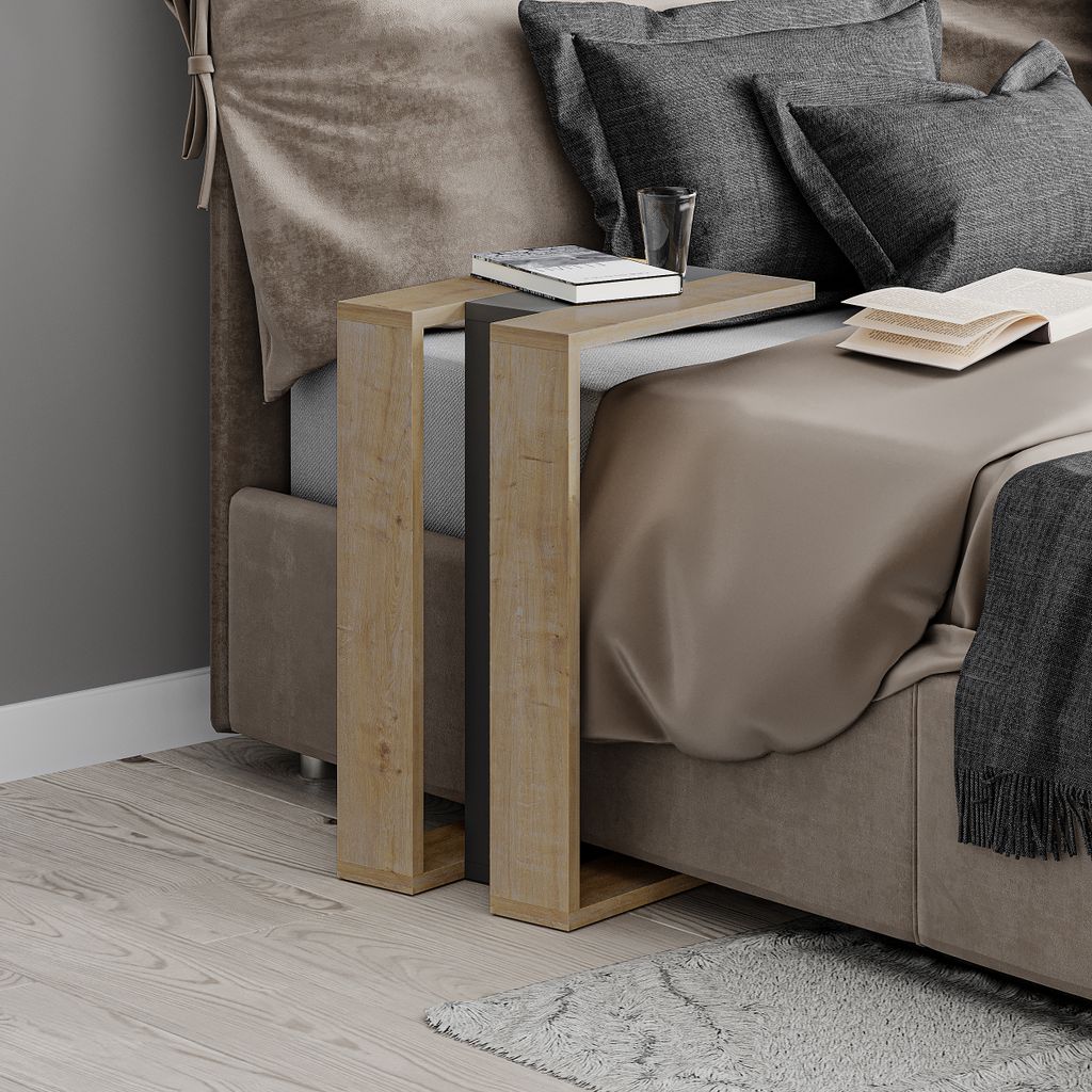 DECORTIE Muju Modern C Form Beistelltisch Eiche Anthrazit Produktbild 