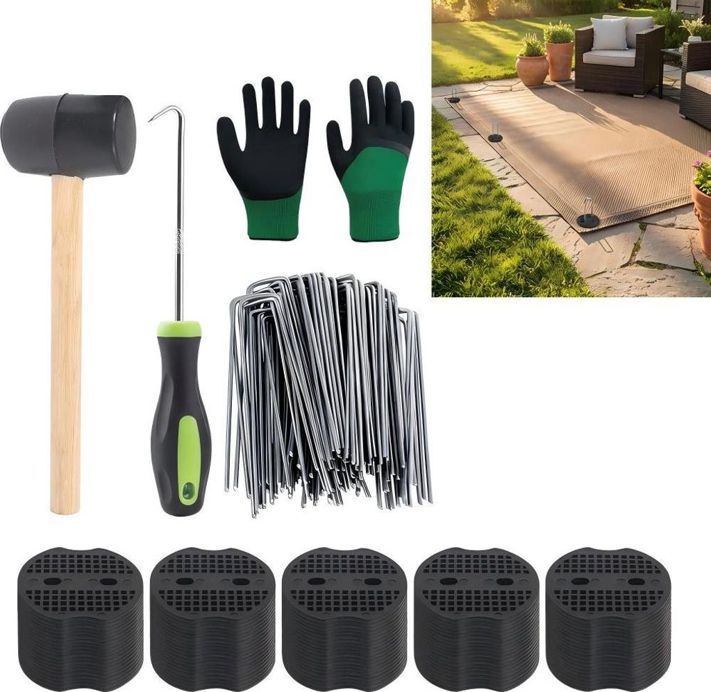 100 Rasennägel 15 cm, verzinkte Erdanker U-Form, schwere Ausführung, für Unkrautvlies, Kunstrasen & Garten