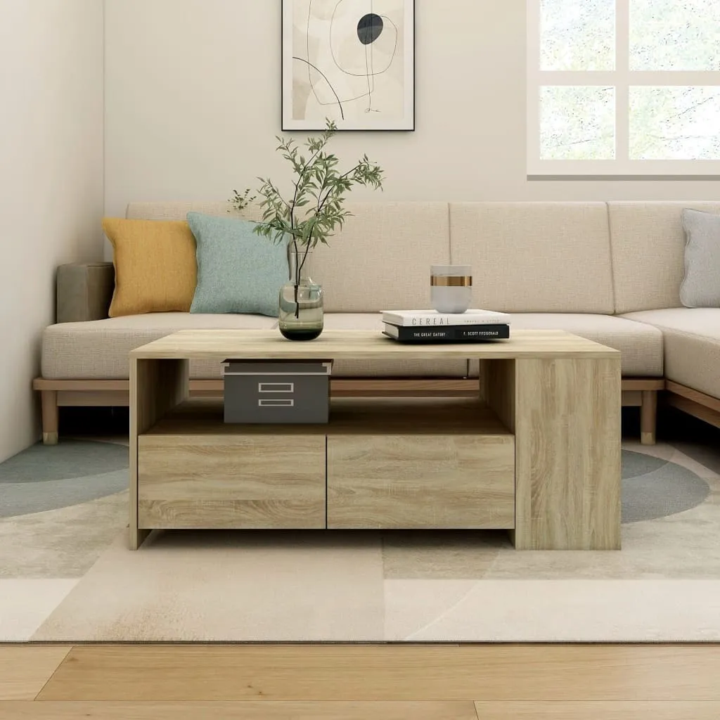 Tavolino Caffè 102x55 cm Rovere Sonoma - Mobile Soggiorno con Ripiano