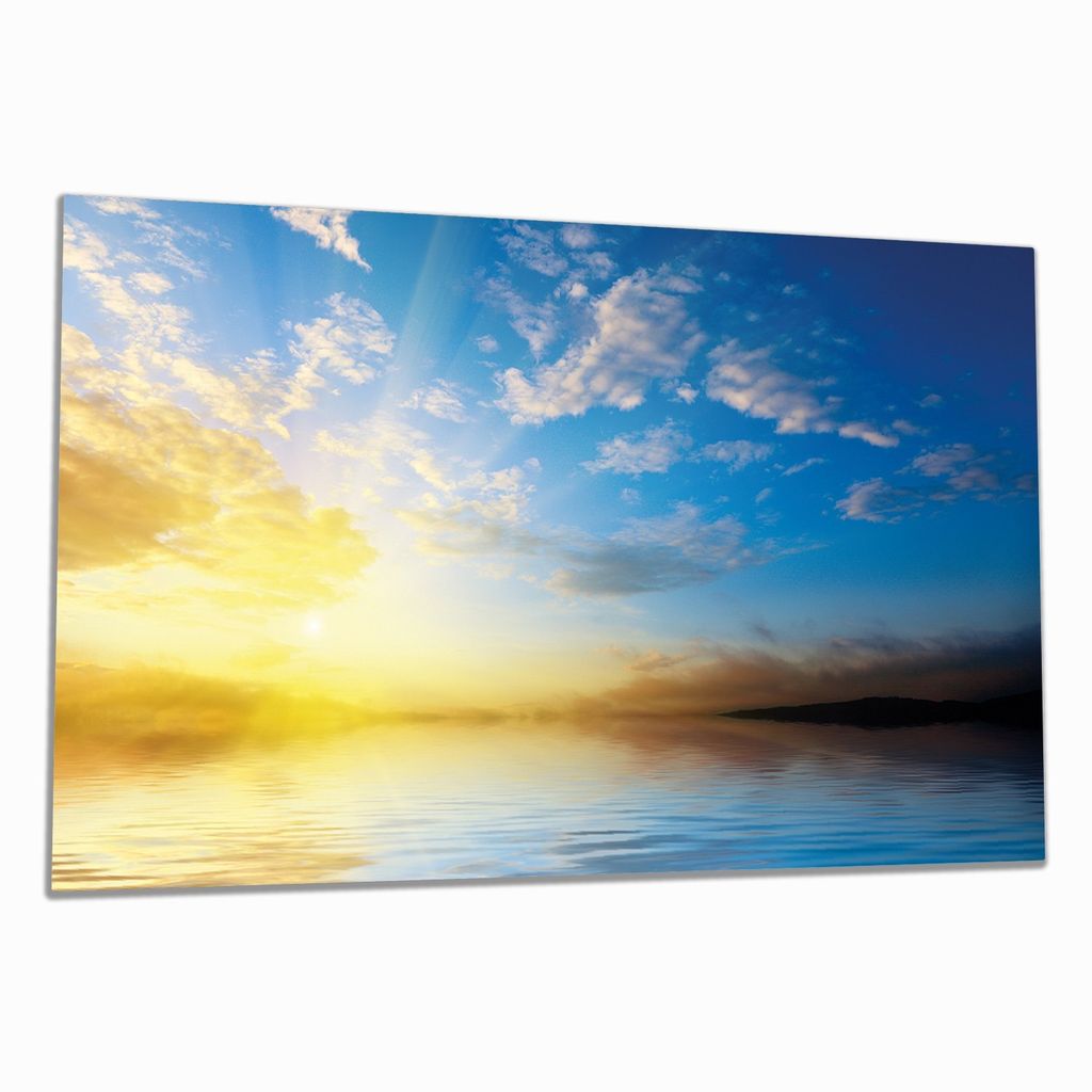 Wallario Herdabdeckplatte aus Glas, Größe 90 x 52 cm 1-teilig, Motiv Sonnenuntergang über dem Meer I