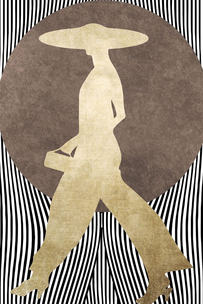 TADESSI Leinwandbild Retro Frau Gold - Wandbild 80 x 120 cm - Kunstdruck auf Leinwand in Braun Schwarz - M1-No.50741