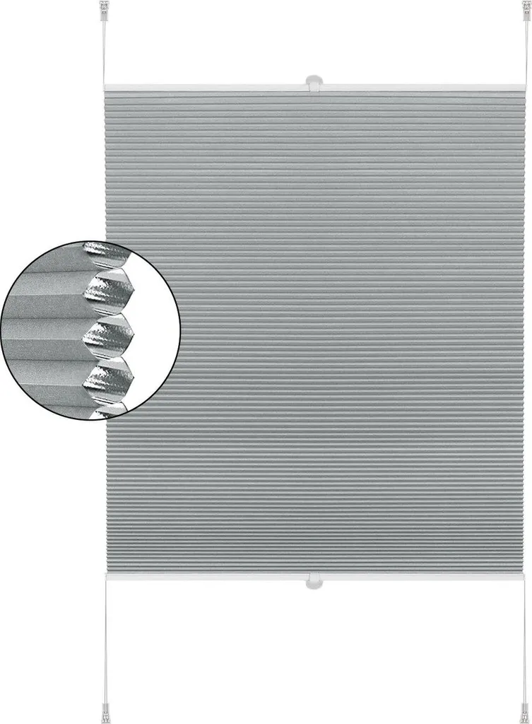 Store Plissé Nid d'Abeille Anti-Chaleur et Vis-à-Vis - Gris 65x130