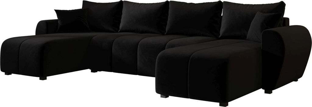 BEDANTE WOHNLANDSCHAFT MOLISA U Itaka 15 Schwarz mit Schlaffunktion U-Form Sofa mit Stauraum Bettkasten Wohnzimmersofa Couch Sofa Bettsofa Bettkast...