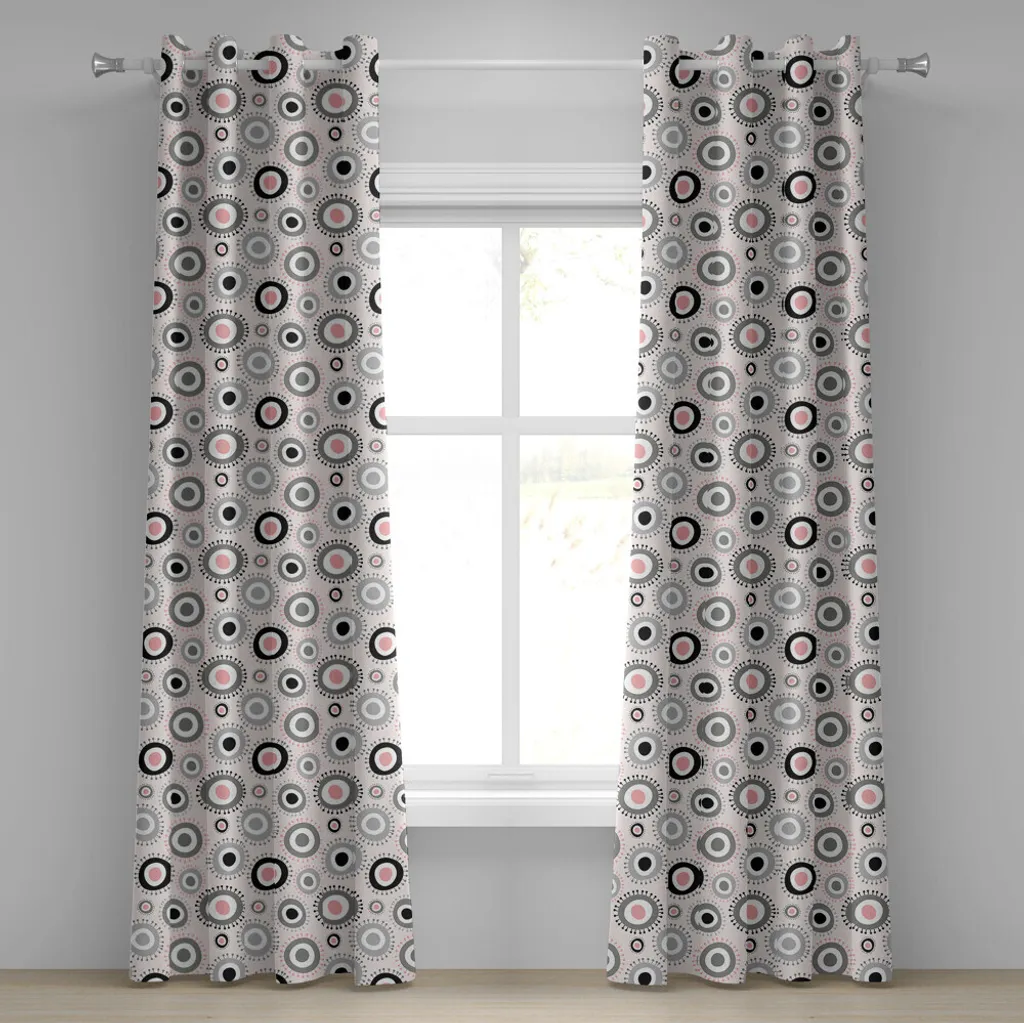 Paire de rideaux chambre d'enfant motif géométrique rose gris 280x245
