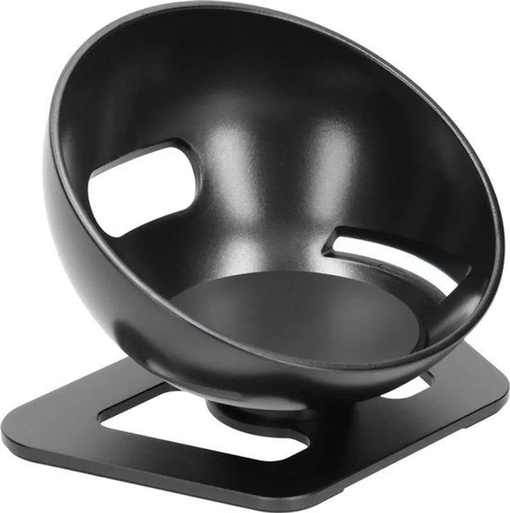 Support enceinte connectée en alu gris, socle de protection circulaire