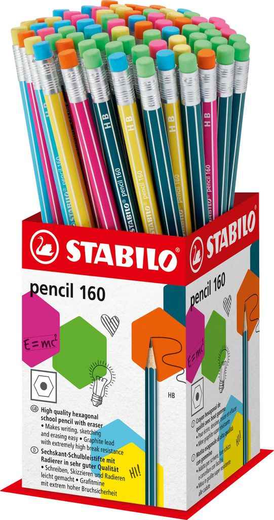 STABILO Bleistift Pencil 160 mit Radierer 72er Display