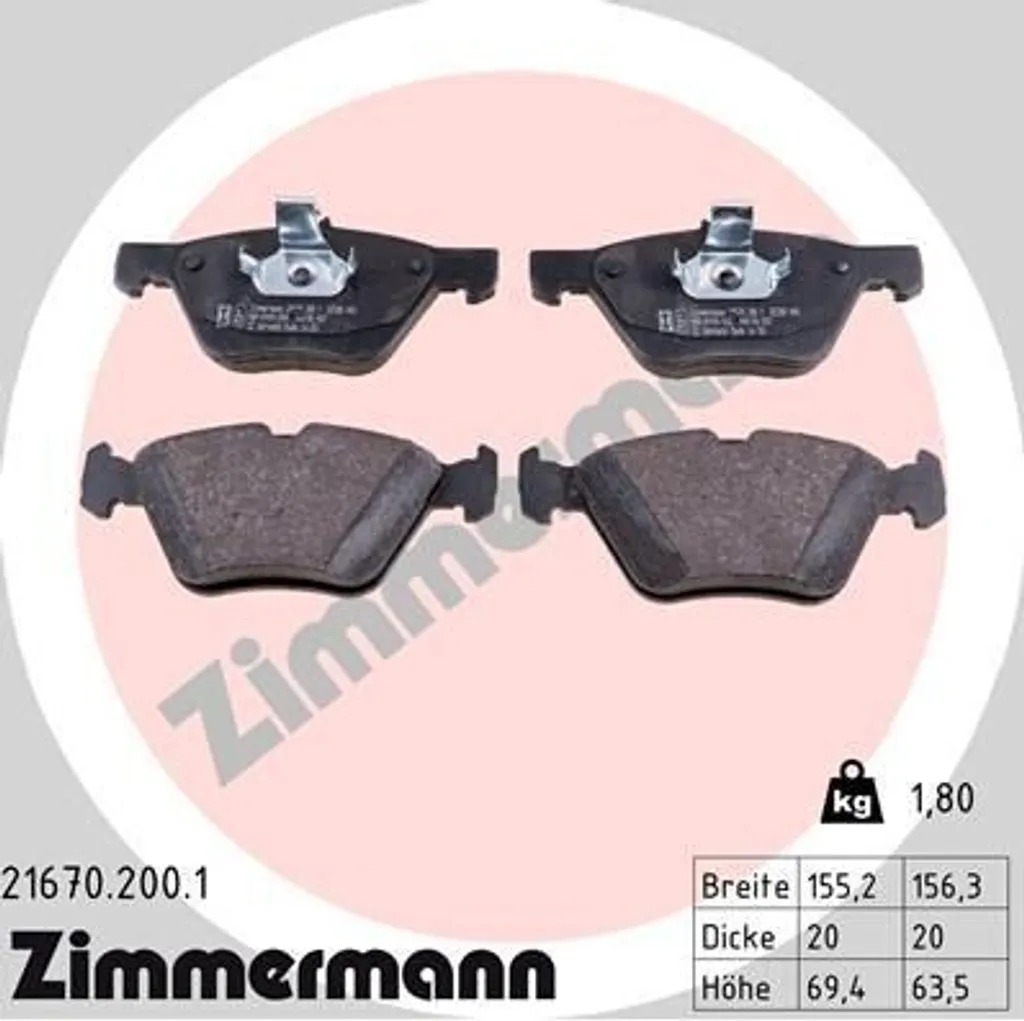 Zimmermann 21670.200.1 Plaquettes de frein pour Mercedes Classe E et CLK