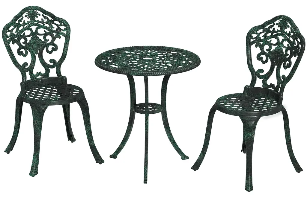 Mobilier de jardin 3 pièces aluminium résistant imitation fer forgé