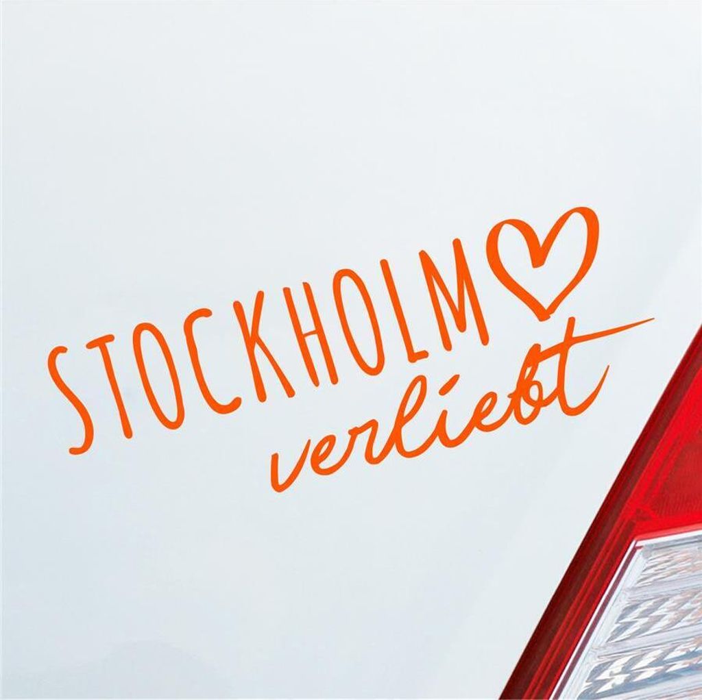 Auto Aufkleber Stockholm verliebt Herz Stadt Heimat Liebe Car 19x7 cm Orange Sticker Heckscheibenaufkleber